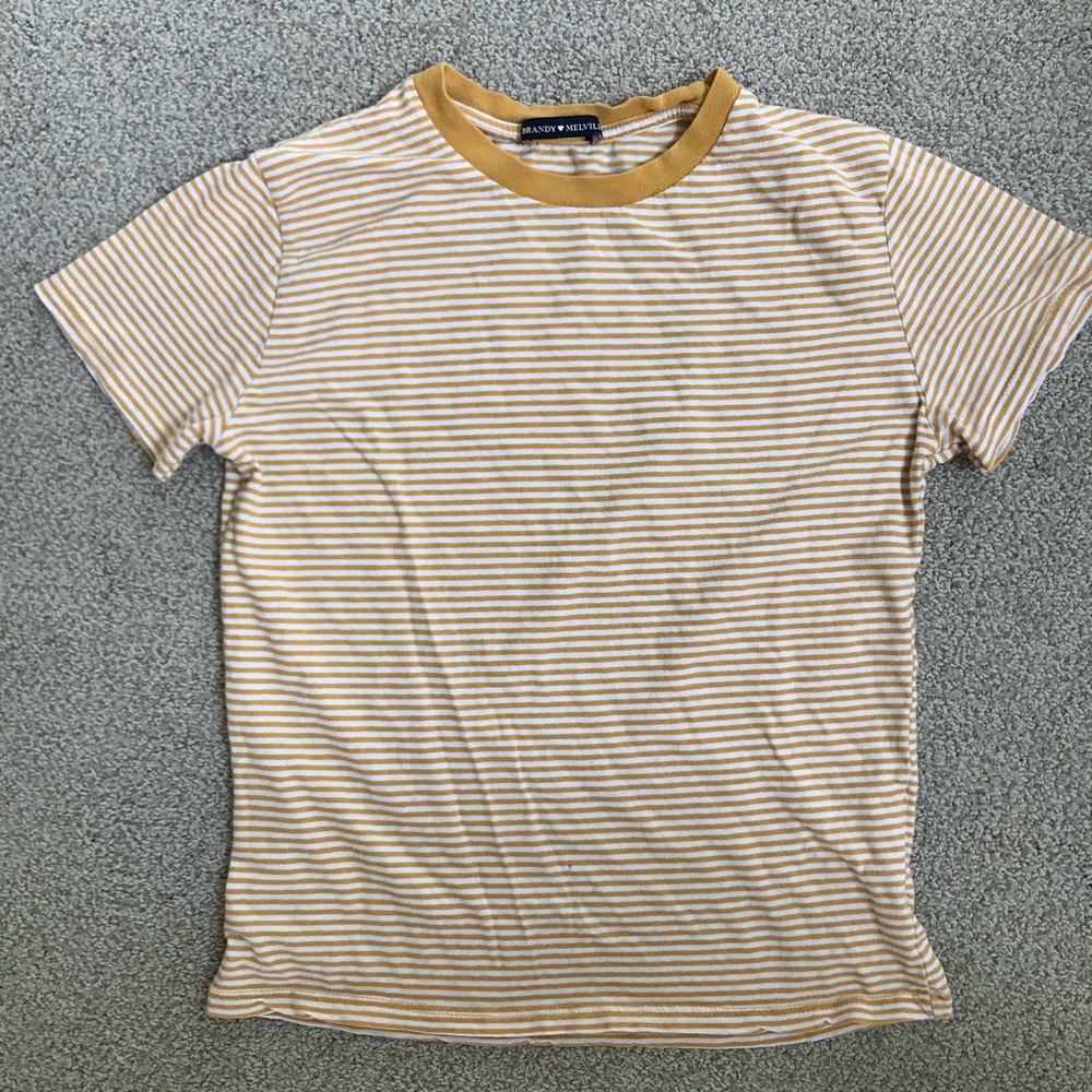 Brandy melville yellow and white striped tee